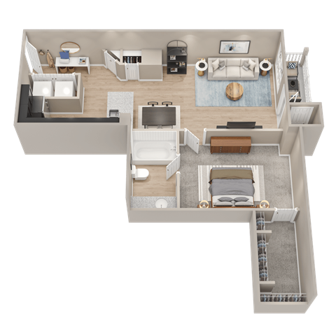 Floor plan for 1 bed, 1 bath, 680 sqft